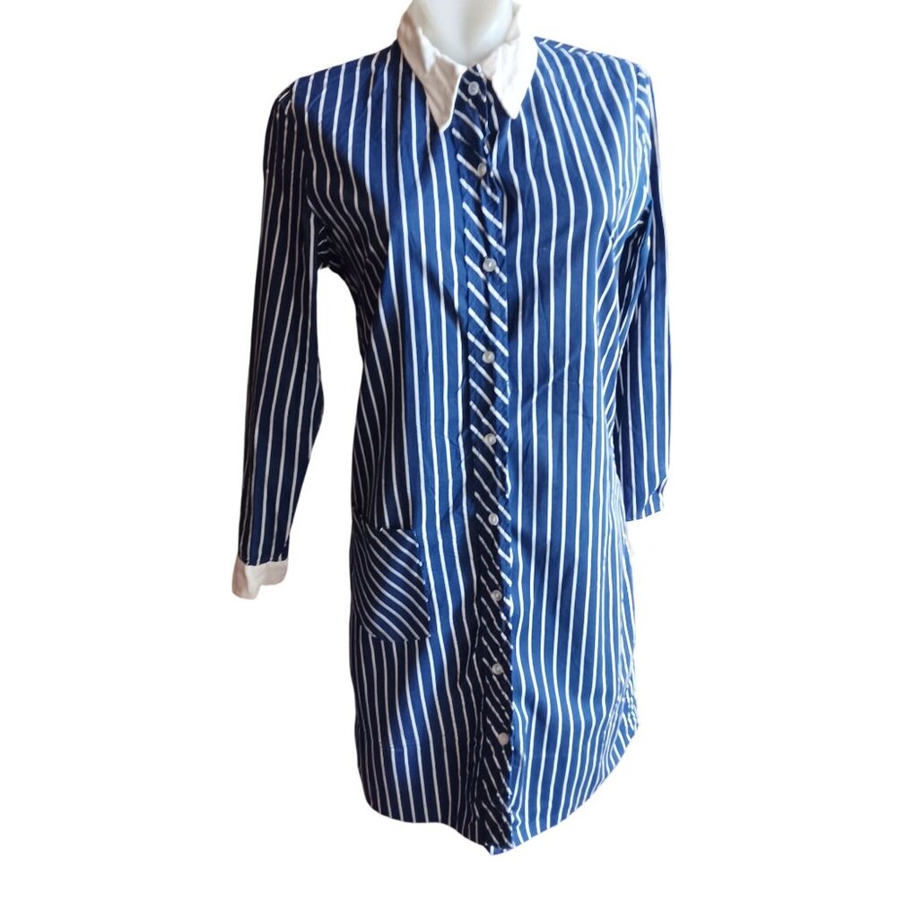 11 Juniors True Vintage Shirt Dress 1960's Striped Mod Garage Band Button-Down